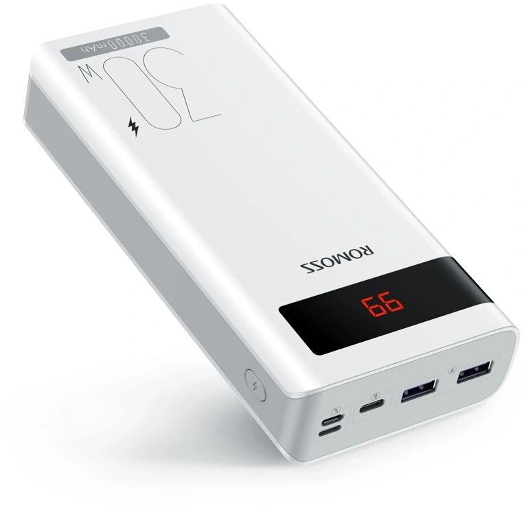 Мобильный аккумулятор Romoss Sense8PS Pro 30000mAh 3A QC 4xUSB беспров. зар. белый
