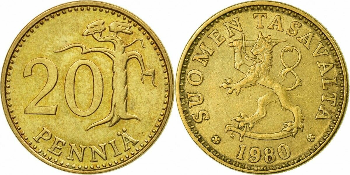 Финляндия 20 пенни, 1963-1990 Сосна XF
