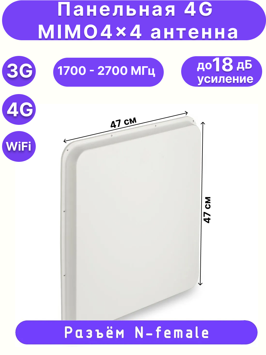 Антенна направленная 4G MIMO4x4,18 дБ, KROKS KAA18-1700/2700-4x4 (N-female)