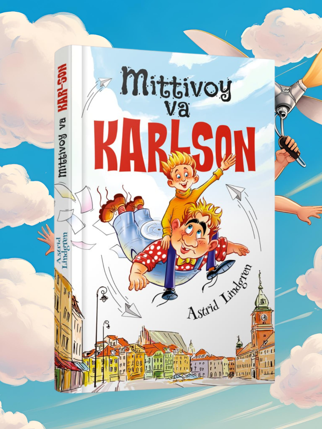 Книга "Малыш и Карлсон", Астрид Линдгрен, узбекский перевод, 384 страницы, мягкая обложка