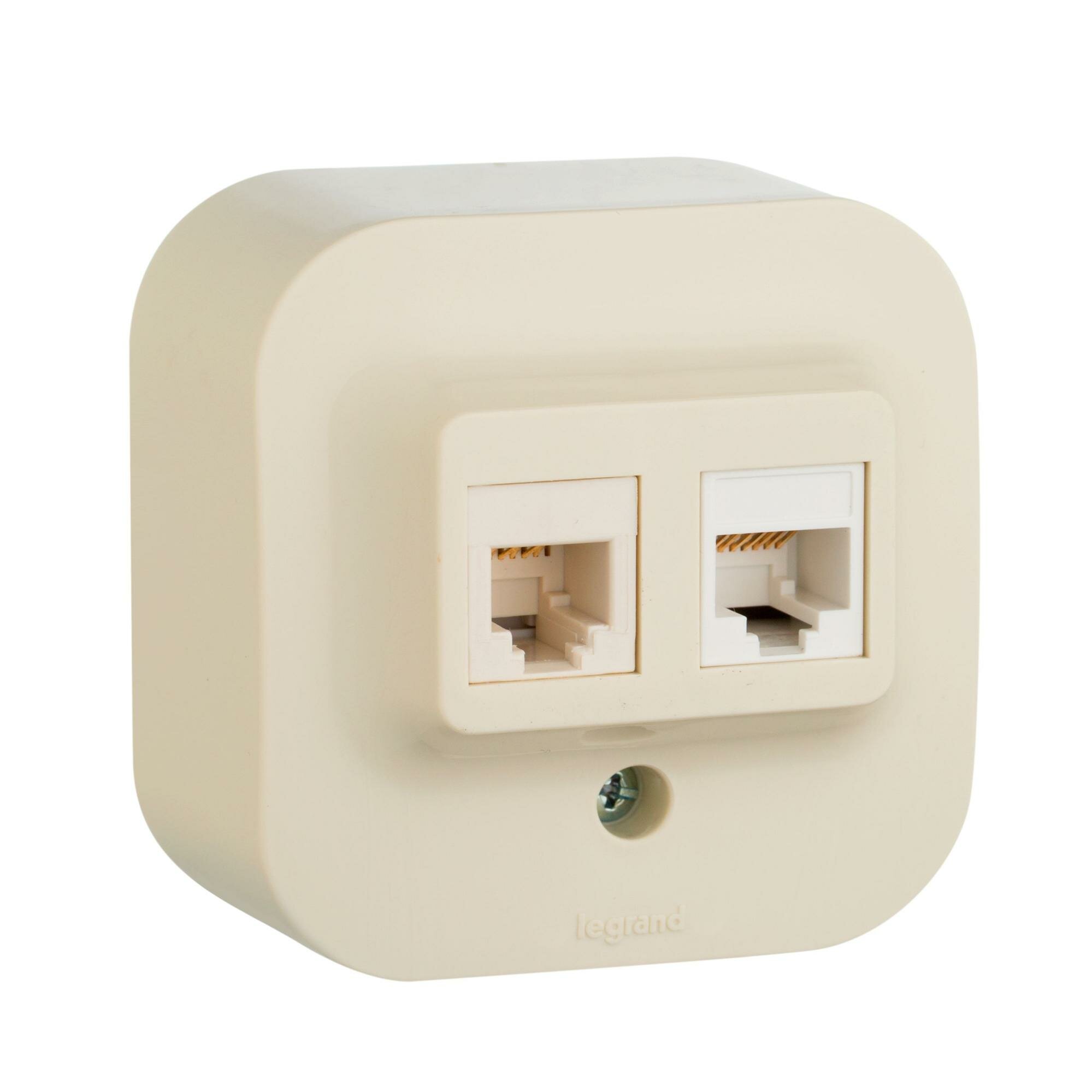 Legrand Quteo Бежевый Роз RJ11+RJ45 категория 5UTP 782251
