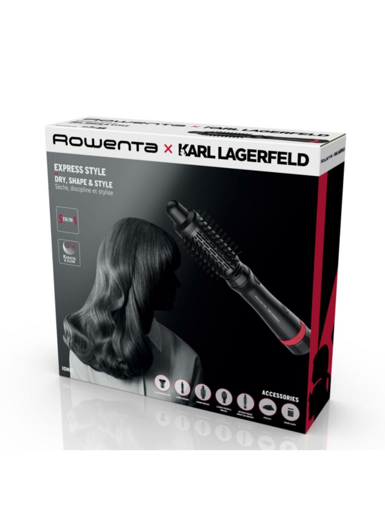 Фен-щетка Rowenta x KARL LAGERFELD Express Style Hot Air Brush CF635LF0 — фото 1