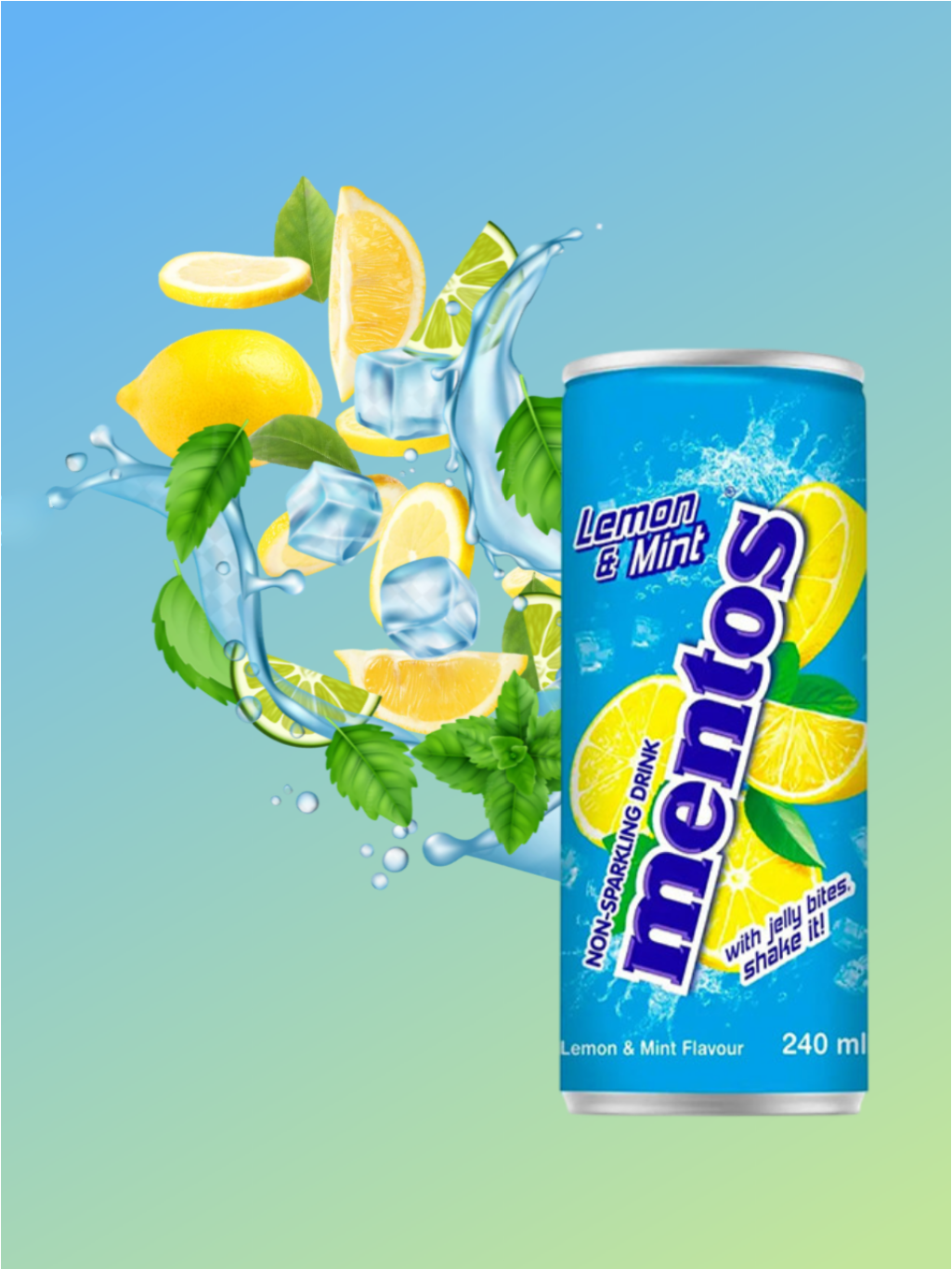 Напиток негазированный Mentos Lemon & Mint 240 мл, Южная Корея