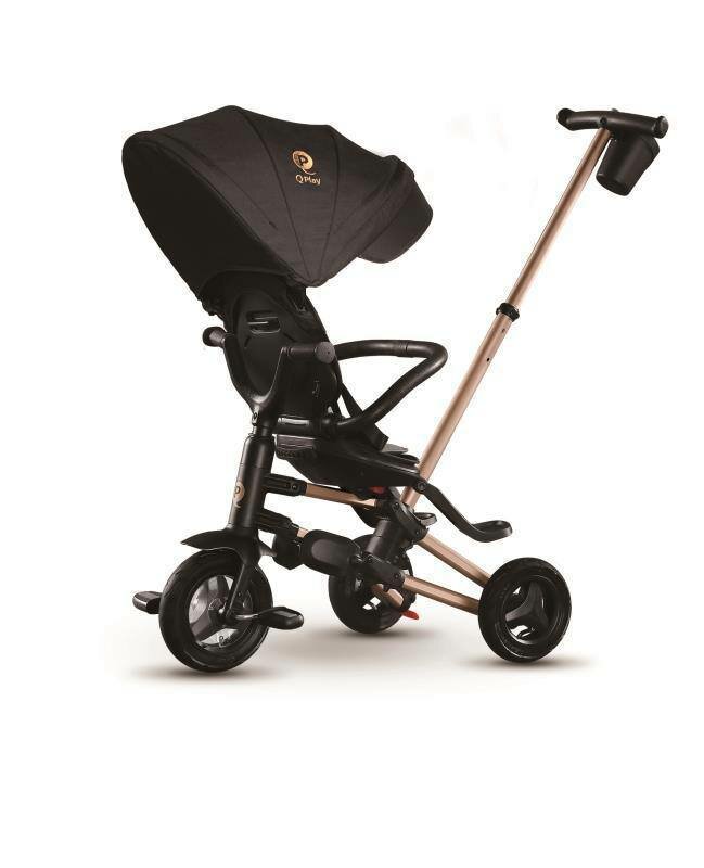 Велоколяска QPlay Nova Gold, трехколесная, страховочный обод, цвет midnight — фото 1