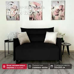 Диван-кровать Redsofa Дали 120см черный waterproof. Раскладной прямой диван со съемными чехлами Редсофа, для дома и офиса
