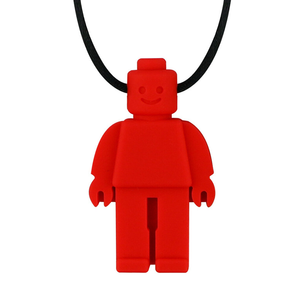 Robot Sensory Chew Necklace Brick Kids Chewy Silicone Biting Teether Toy for Oral Motor Anxiety Autism
