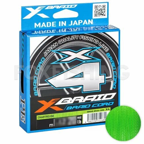 Плетёный шнур Ygk X-braid Cord X4 300м. 0.128мм. 0.6PE CHARTREUSE