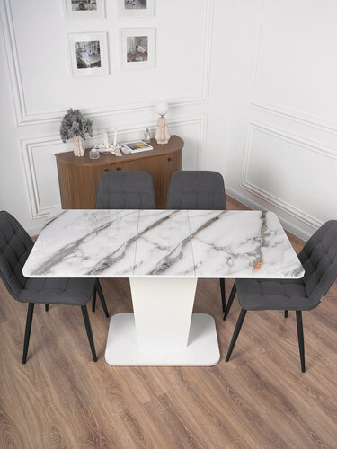 Изображение товара Стол кухонный раздвижной стеклянный Грант 110(140)х70х75 см СтеклоТМ89ЛДСПбелое