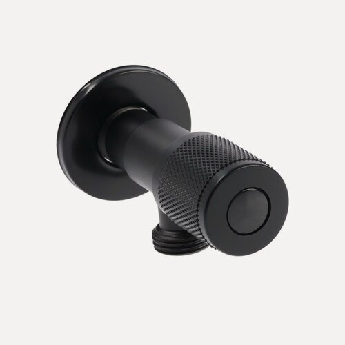 Изображение товара Кран угловой ZEIN engr, 1/2" х 1/2", кран-букса латунь/керамика, нерж. сталь, черный