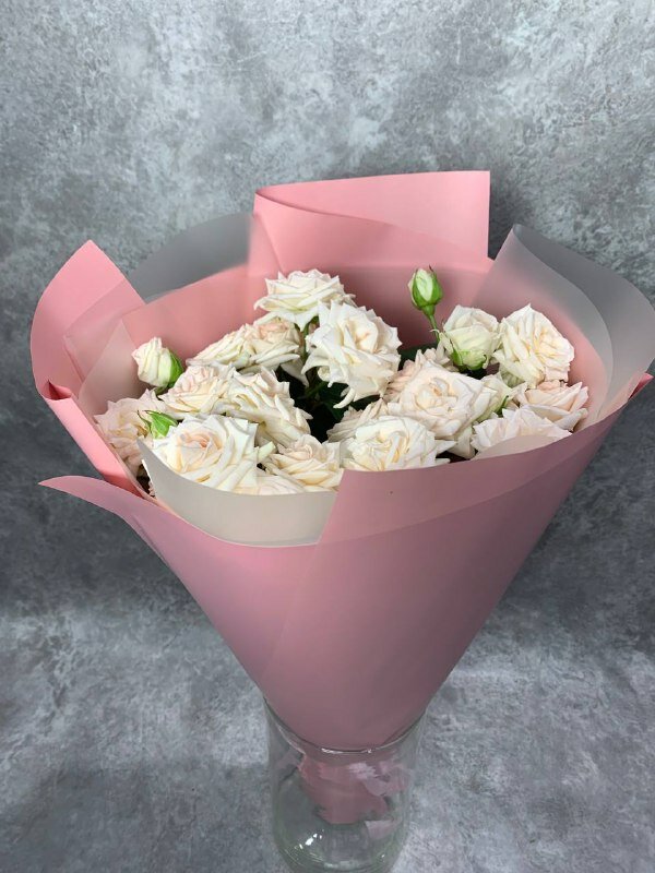 19 Кустовых Роз Монобукет Fragrant Flowers Россия Бежевый Высота 60 см