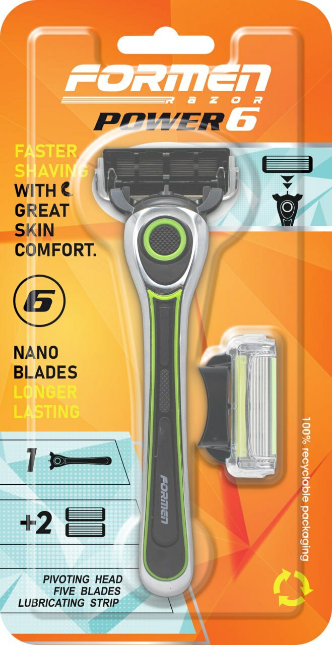 Formen Razor Power 6 Новинка премиум станок для бритья с 6 лезвиями и бонусной кассетой