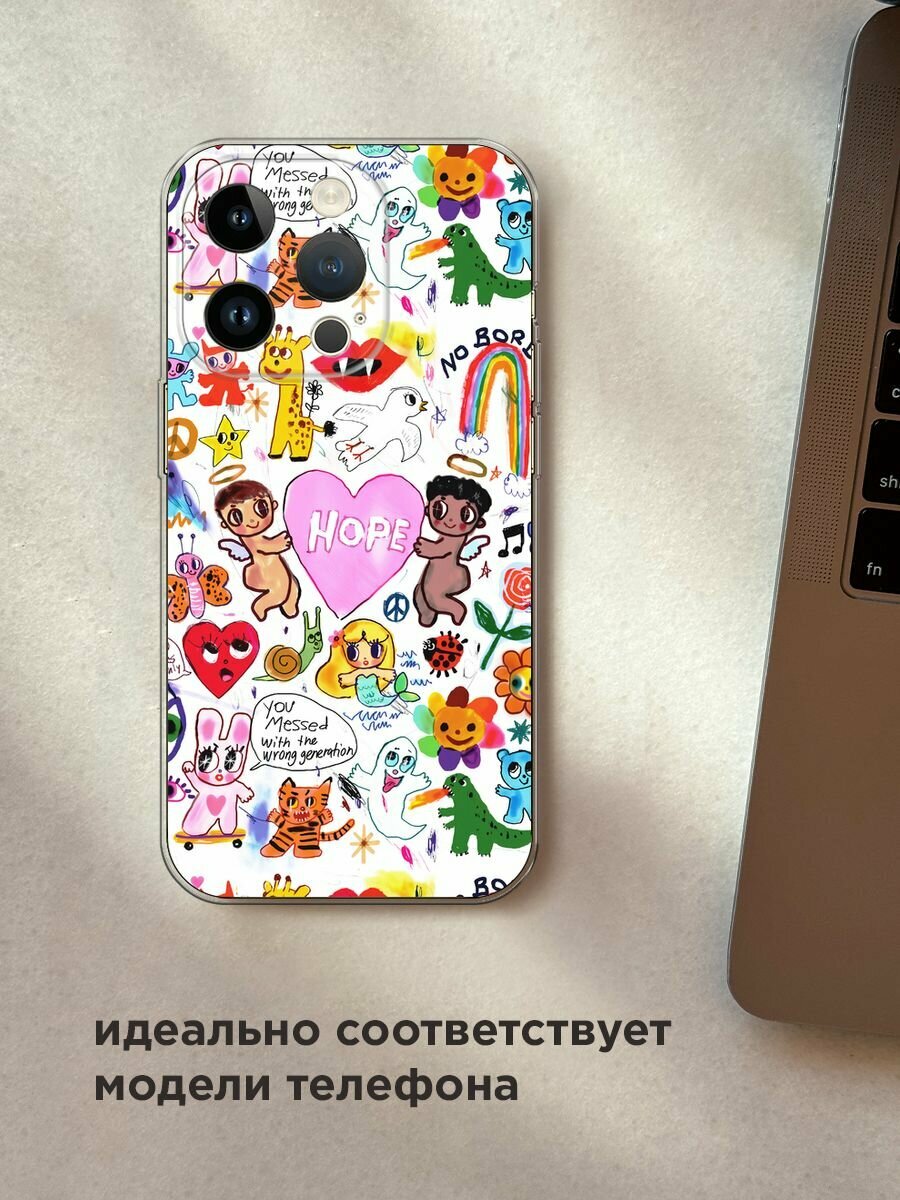 Чехол на Apple iPhone 14 Pro / Айфон 14 Про с принтом "Милые рисунки" — фото 1