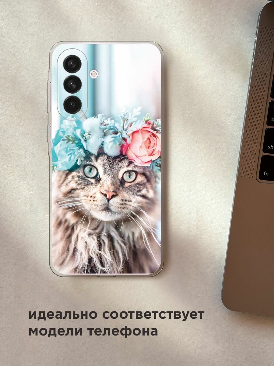 Чехол на Samsung Galaxy A56 5G / Самсунг Галакси А56 5G с принтом "Кот в венке" — фото 1