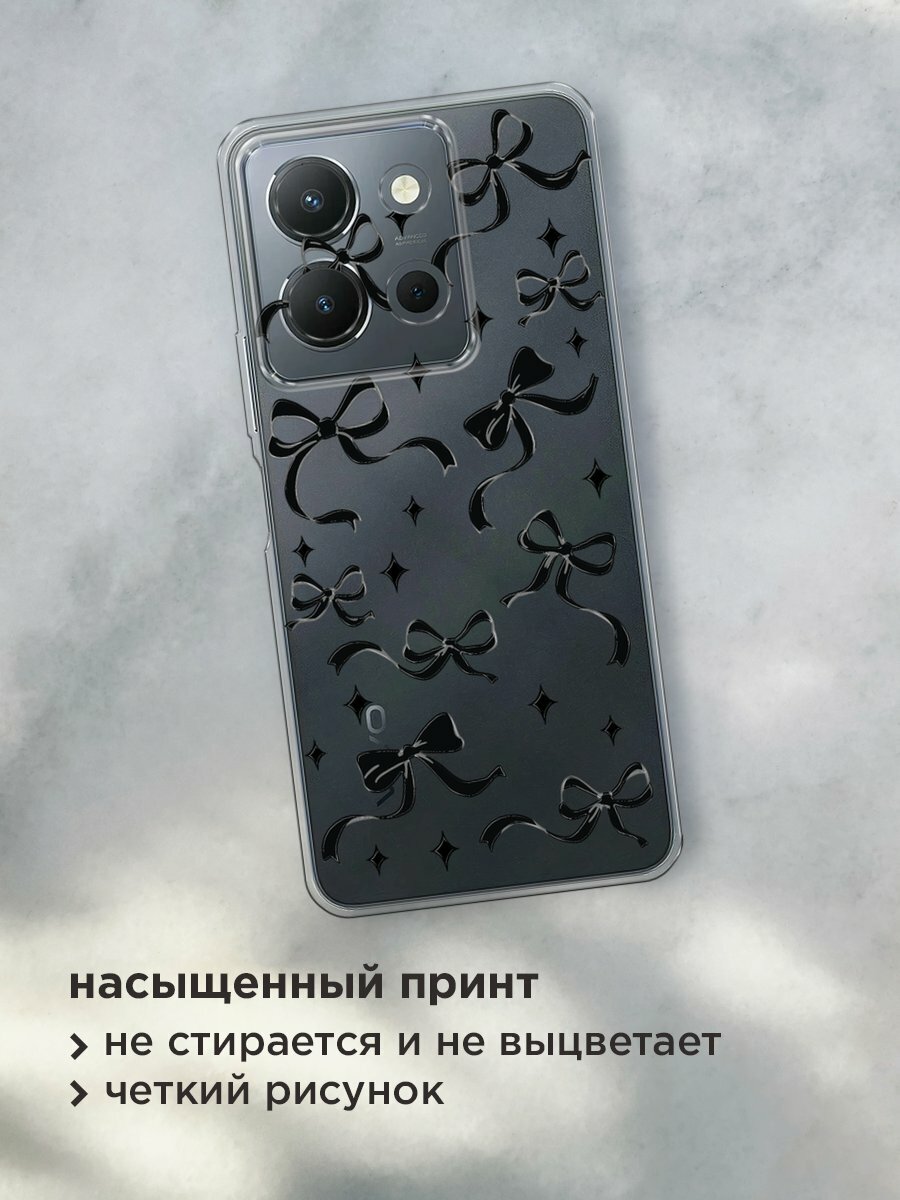 Чехол на Vivo Y36 4G / Виво Y36 4G с принтом "Милые чёрные бантики 4" — фото 1