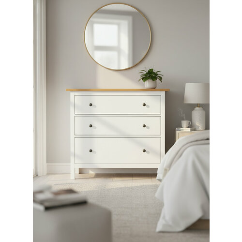 фото Комод хемнэс hemnes/ кымор, 108х96х50см, 3 ящика, белый/светло-коричневый лузалес