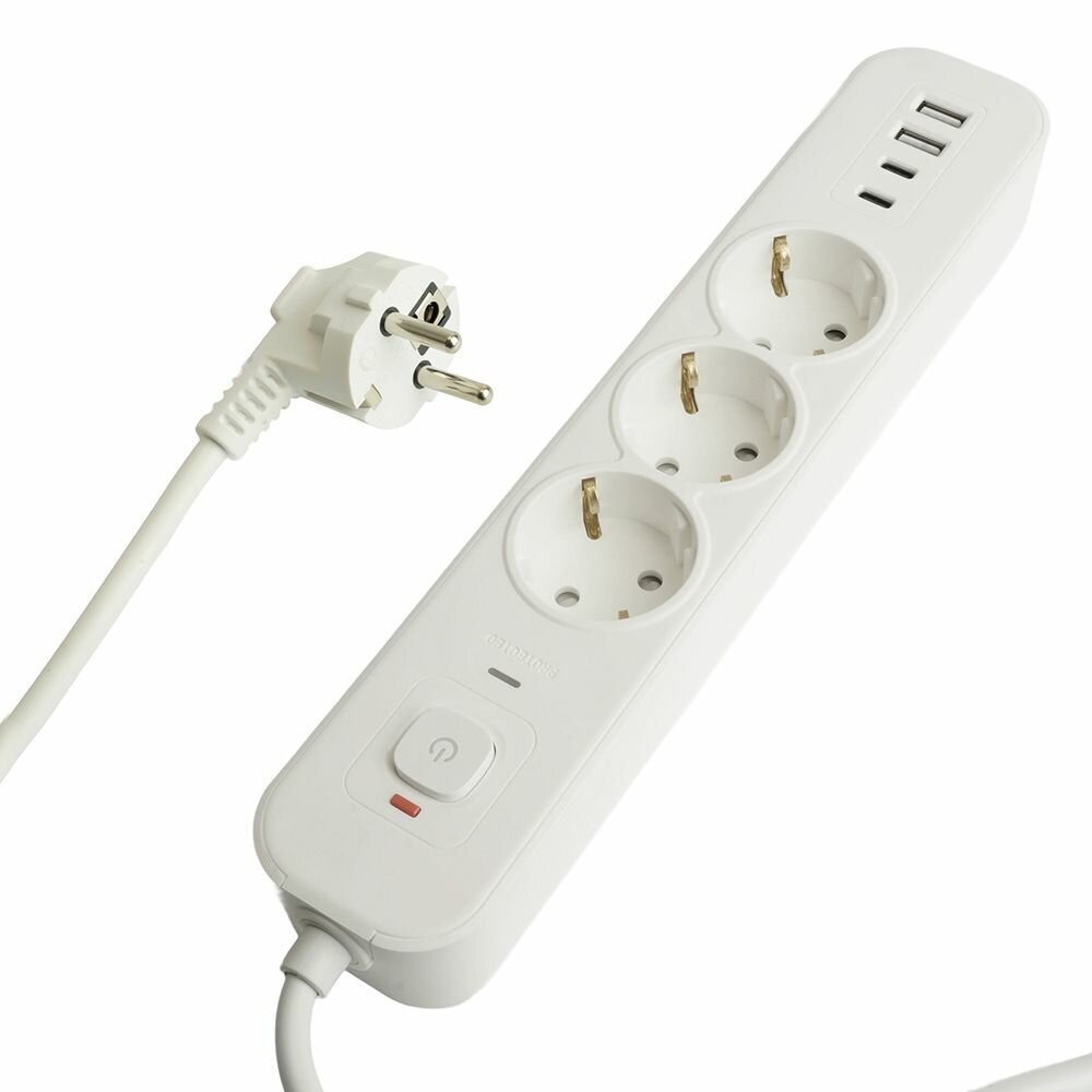 Сетевой фильтр Stekker Nova HM21-31-03 с защитой от перегрузки и помех - 3 выхода 3520Вт 16А 3 м 3x1мм2 медь, арт. 50100