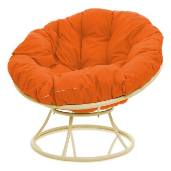 Кресло папасан M-group без ротанга бежевое, оранжевая подушка