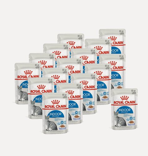 Изображение товара Royal Canin Indoor Sterilised для взрослых стерилизованных кошек живущих дома, кусочки в желе, 85г x 16 шт.