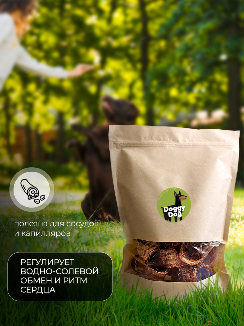 Лакомство для собак DOGGYDOG говяжья трахея, для дрессировки и поощрения, дой-пак, 100 г. — фото 1