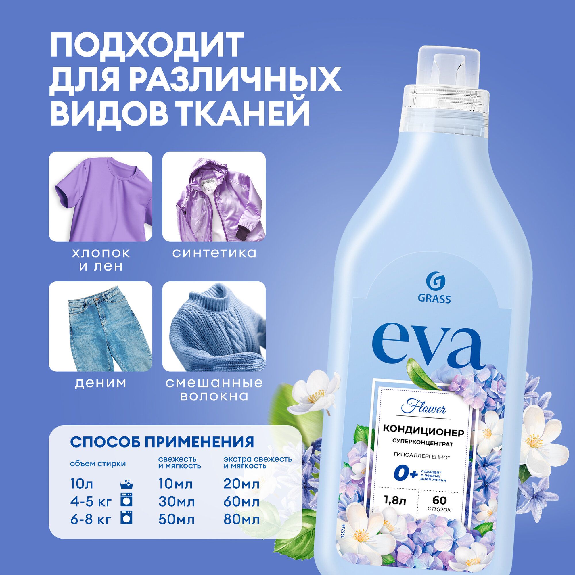GRASS Eva Flower Кондиционер для белья 1,8л пластиковая бутылка — фото 1