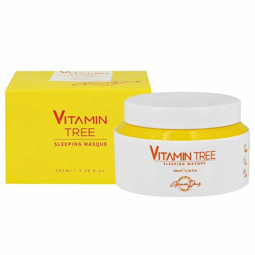 Маска для лица `GRACE DAY` VITAMIN TREE ночная выравнивающая тон кожи, 100 мл