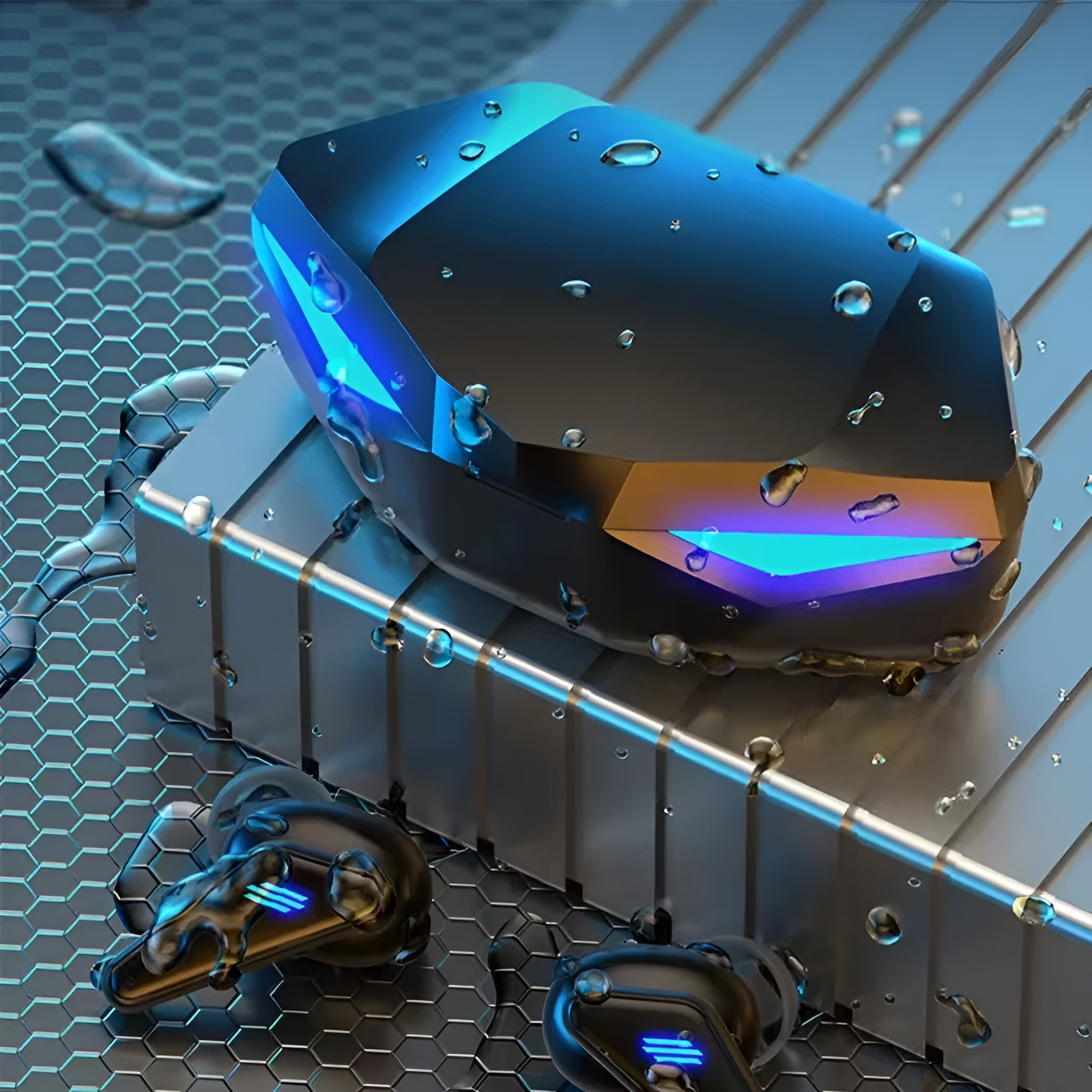 Наушники беспроводные с микрофоном Dicom K55, RGB подсветка, черные, TWS, Bluetooth