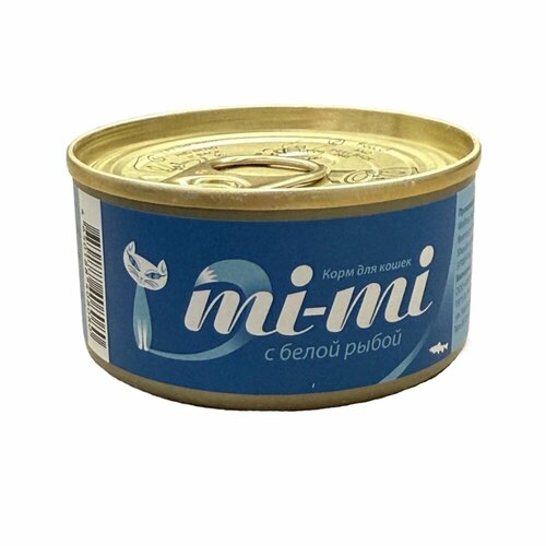 Влажный корм Mi-Mi для кошек и котят с белой рыбой, кусочки в желе, 80 гр