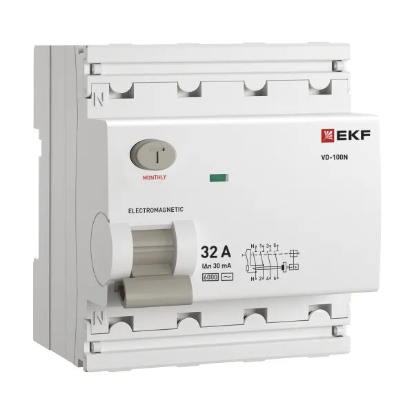 УЗО 4Р 32А 30мА 6кА AC эл-мех ВД-100N PROXIMA EKF