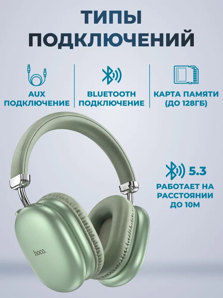 Наушники беспроводные большие Hoco W35 MAX с микрофоном, полноразмерные, накладные, Bluetooth 5.3, AUX кабель — фото 1