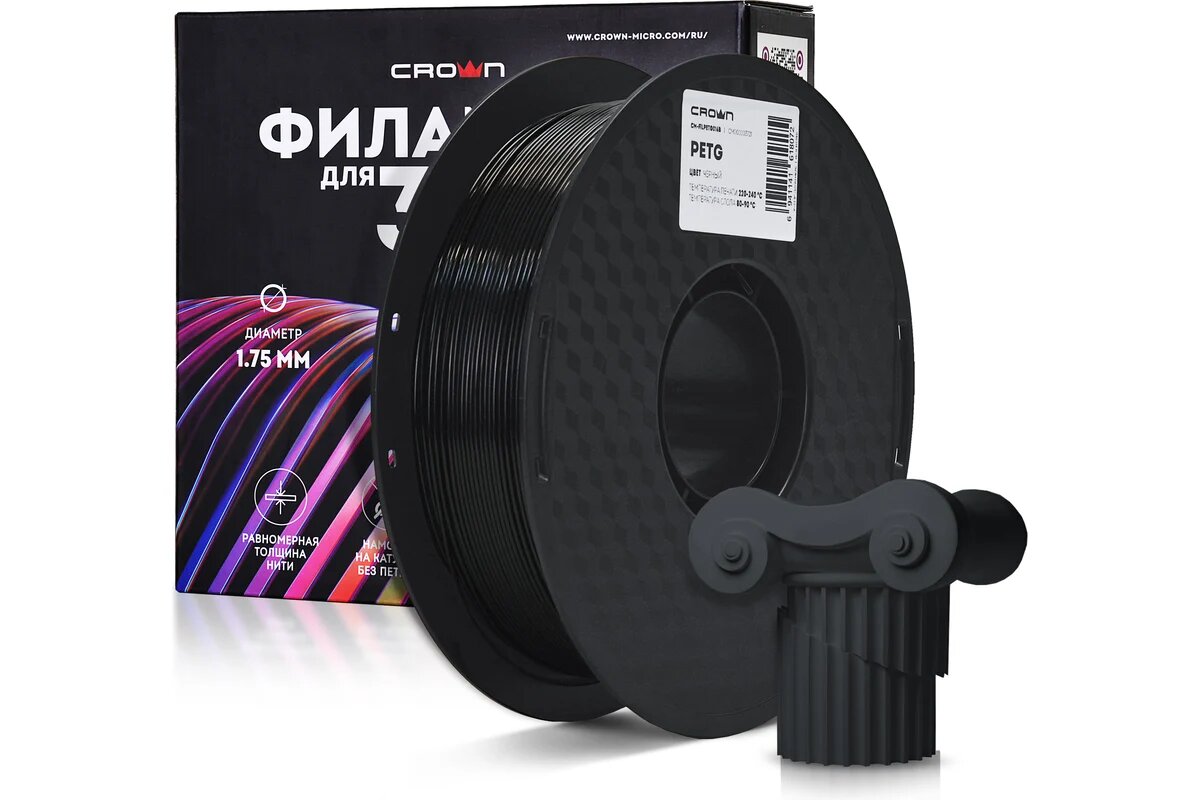 CROWN MICRO Пластик для принтера CM-FILPETG016B PETG Чёрный CM000003721