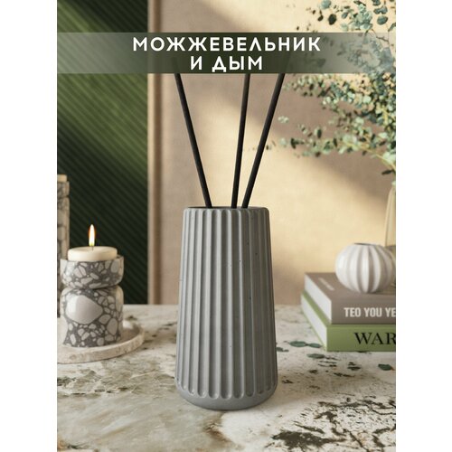 фото Ароматический диффузор, можжевельник и дым, 100мл, в бетонной вазе chloe, серый матовый musko