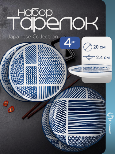 Изображение товара Набор тарелок для сервировки блюд Homium, Japanese Collection, Top, 4 шт, D20, цвет микс