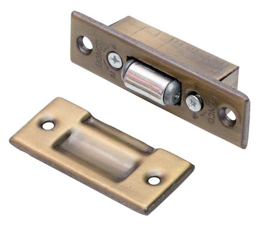 Защелка дверная скобяной роликовая из металла цвет бронза / фурнитура для мебели