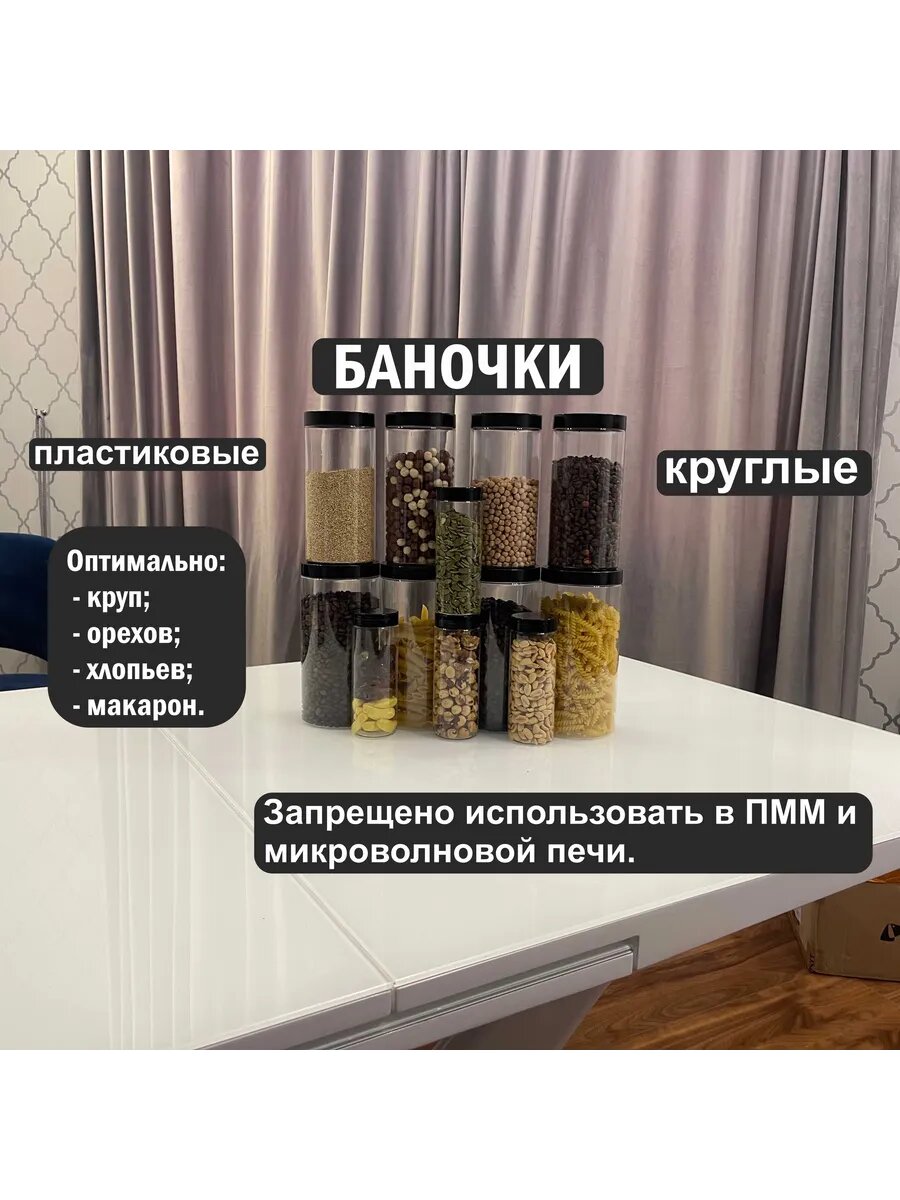 Пластиковые банки для сыпучих продуктов 450/980/1400 мл