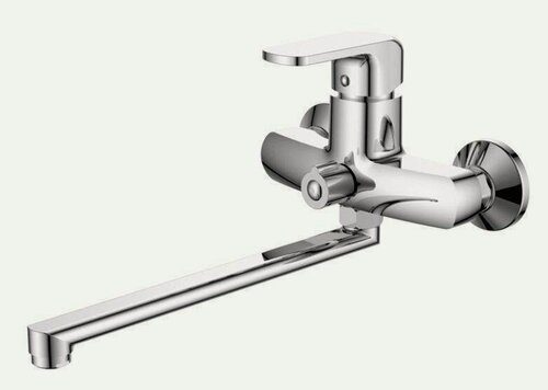 Изображение товара LEDEME Смеситель для ванны (Zn), плоский поворотный излив 30см, див. в корп, керам. картр.35мм, хром, L2244