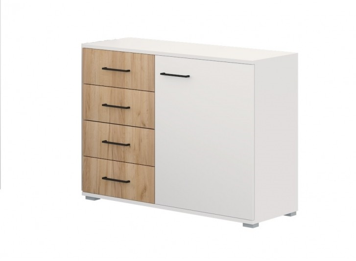 Комод Горизонт  NOVA   ЛДСП  4 ящика  белый золотой  90х41х74 2 см