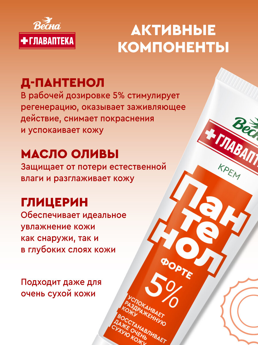 Изображение Крем универсальный Весна Главаптека пантенол форте 5% для лица и тела 2х45 мл