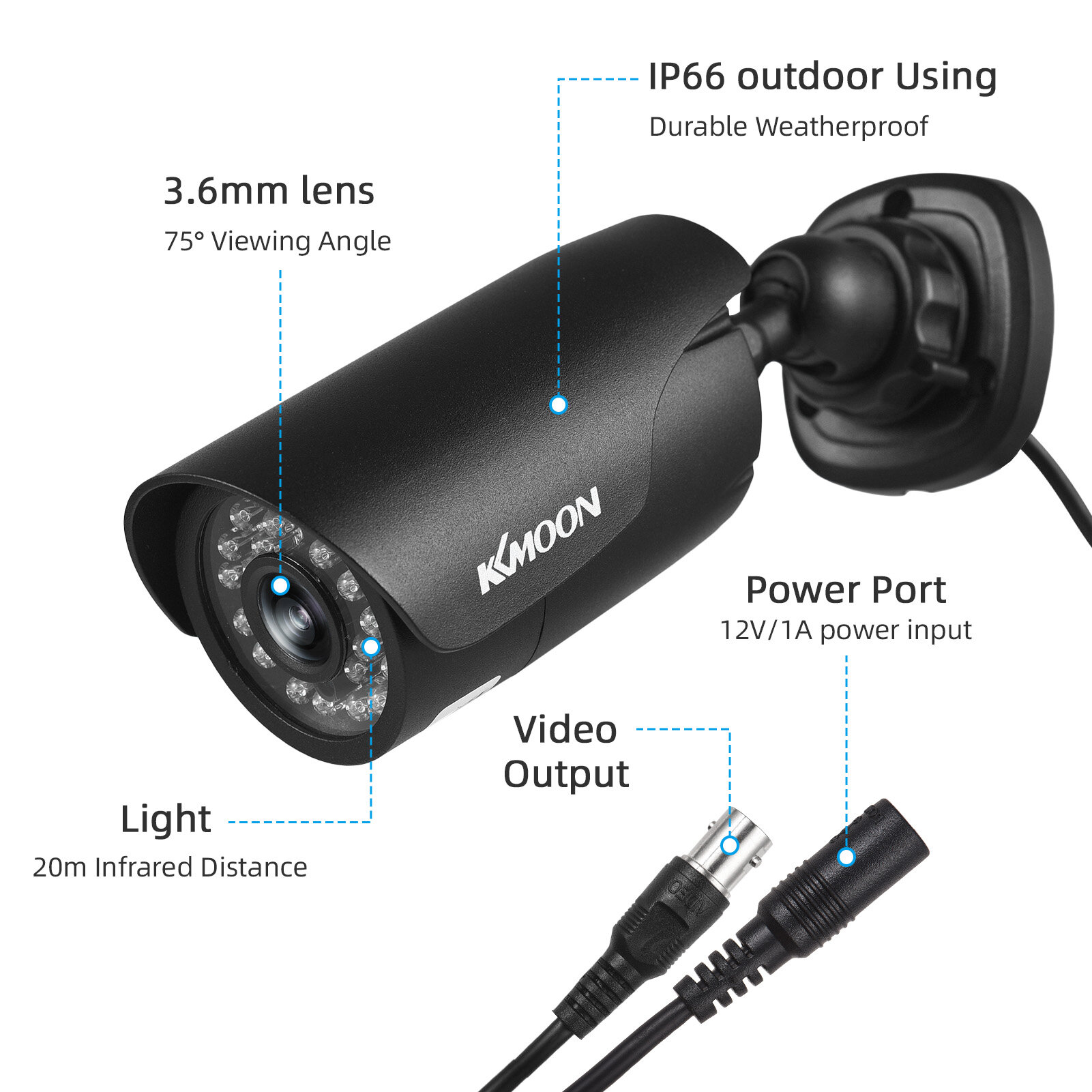 Камера видеонаблюдения KKMOON 1080P проводная камера безопасности камера для внутреннего наблюдения инфракрасное ночное видение объектив 36 мм широкоугольная камера наружного наблюдения 20 МП для аналогового DVR с настенным кронштейном система NTSC