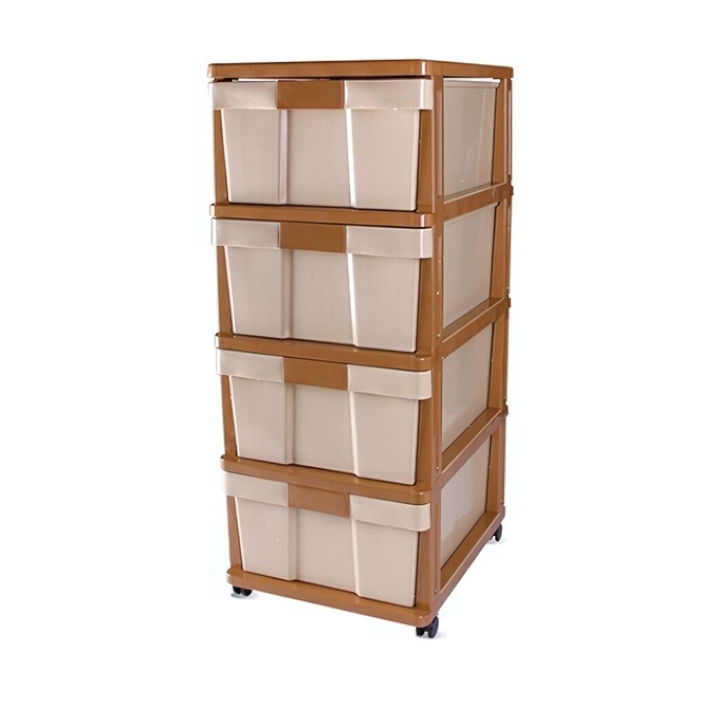 Комод 4-ящичный «STYLE» на колесиках бежевый пластик 40x50x98.5см