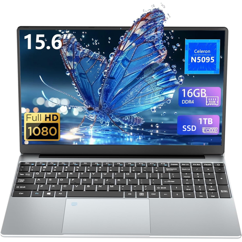 15,6" Ноутбук для работы и учебы, RAM 16 ГБ, SSD 1024 ГБ , IPS Full HD 1920x1080, Intel N5095, Windows 11, цвет Серый