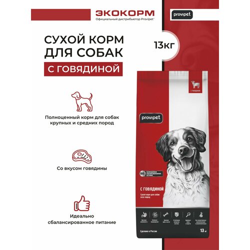 Корм для собак Provipet говядина 1 уп. х 1 шт. х 13 г (для средних и крупных пород)