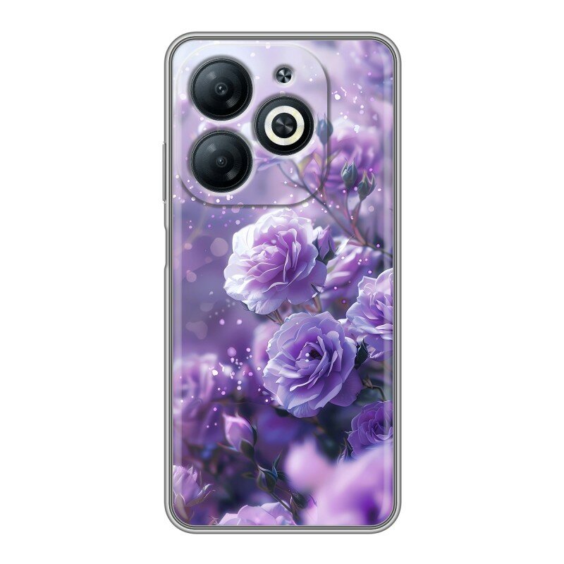 Чехол для Infinix Smart 8, 8 Plus, 8 Pro Цветы сиреневые розы (Инфиникс Смарт 8, 8 плюс, 8 Про) — фото 1
