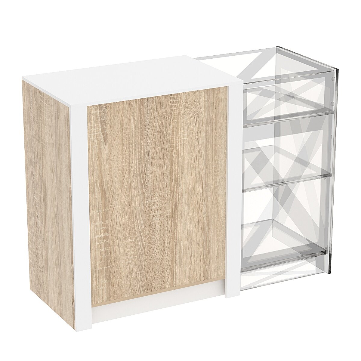 Прилавок из ДСП Модерн №1-КР-900 концевой, Дуб Сонома + Белый