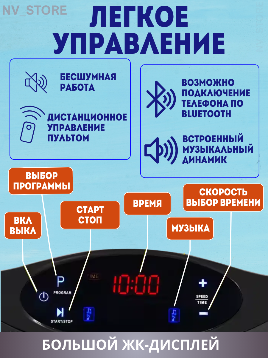 Виброплатформа для похудения, металл и пластик, 99 скоростей, 5 программ, черная — фото 1