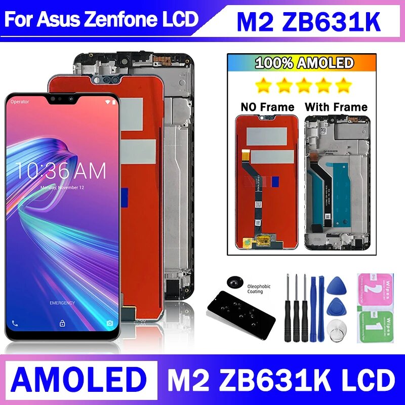 Экран 626 дюйма для Asus Zenfone Max Pro (M2) ZB631KL LCD X01BDA дисплей сенсорный экран дигитайзер в сборе для Asus ZB631KL LCD LCD With Frame