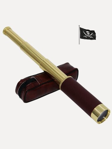 Изображение товара Великолепный латунный телескоп для охоты/спорта, латунный монокуляр 25x30, морской винтажный складной телескоп из латуни и искусственной кожи