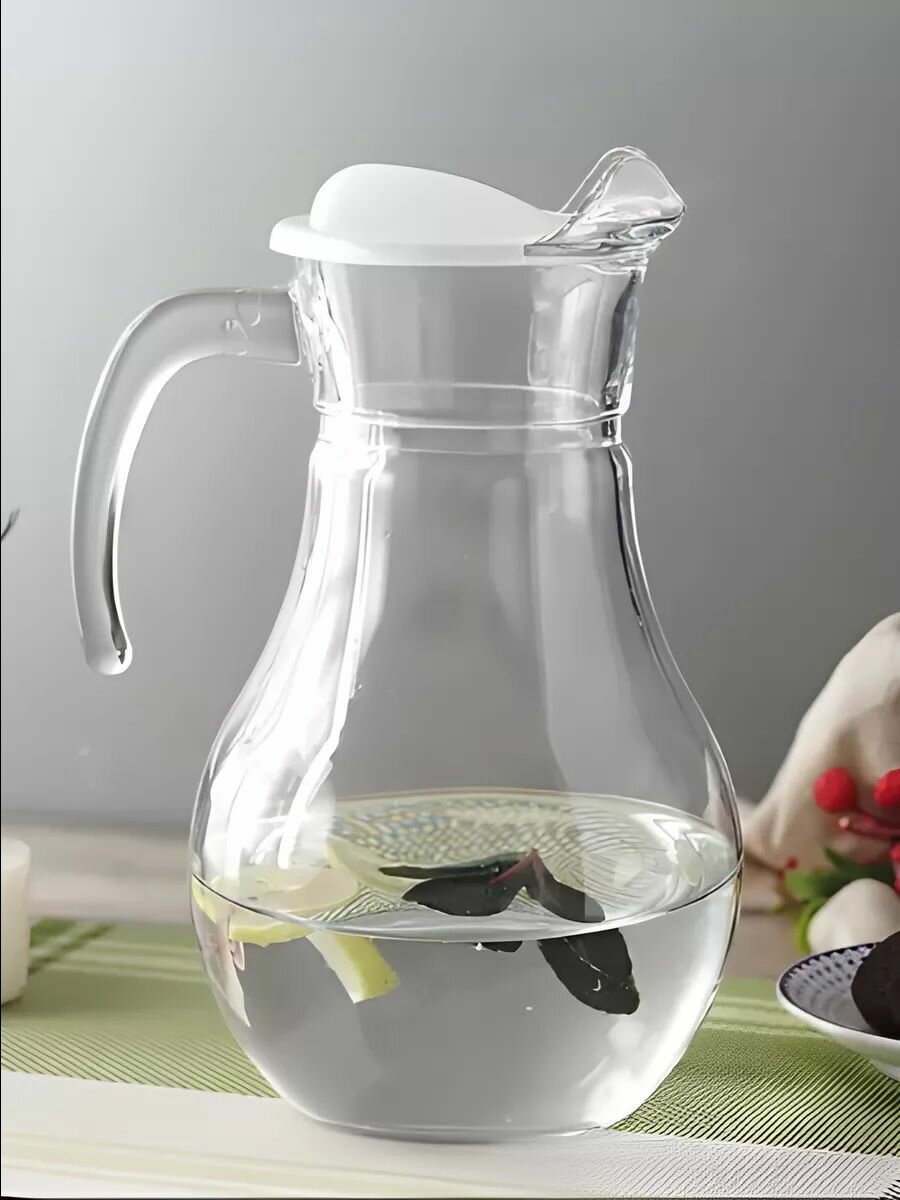 Кувшин Pasabahce "Bistro", стекло, 1000 мл, с пластиковой крышкой. — фото 1