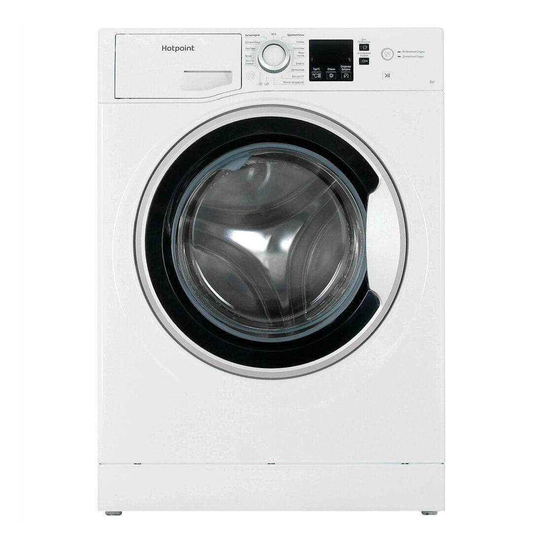 Стиральная машина Hotpoint NUS 5015 S RU, фронтальная загрузка 5 кг, отжим 1000 об/мин, 1850 Вт, белый