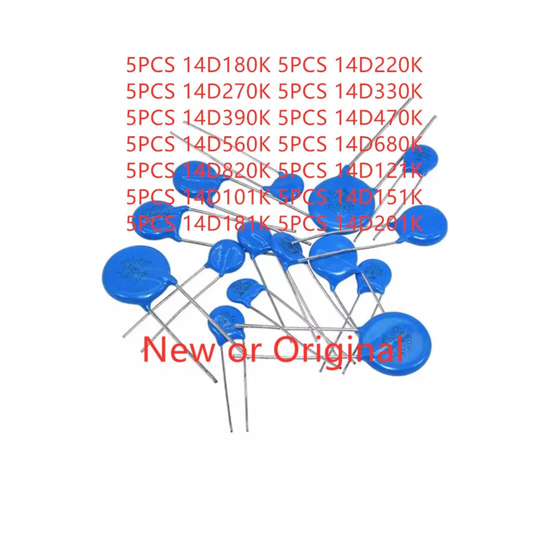 5 шт. 14D180K 14D220K 14D270K 14D330K 14D390K 14D470K 14D560K 14D680K 14D820K 14D121K 14D101K 14D151K 14D181K 14D201K, 5PCS 14D220K
