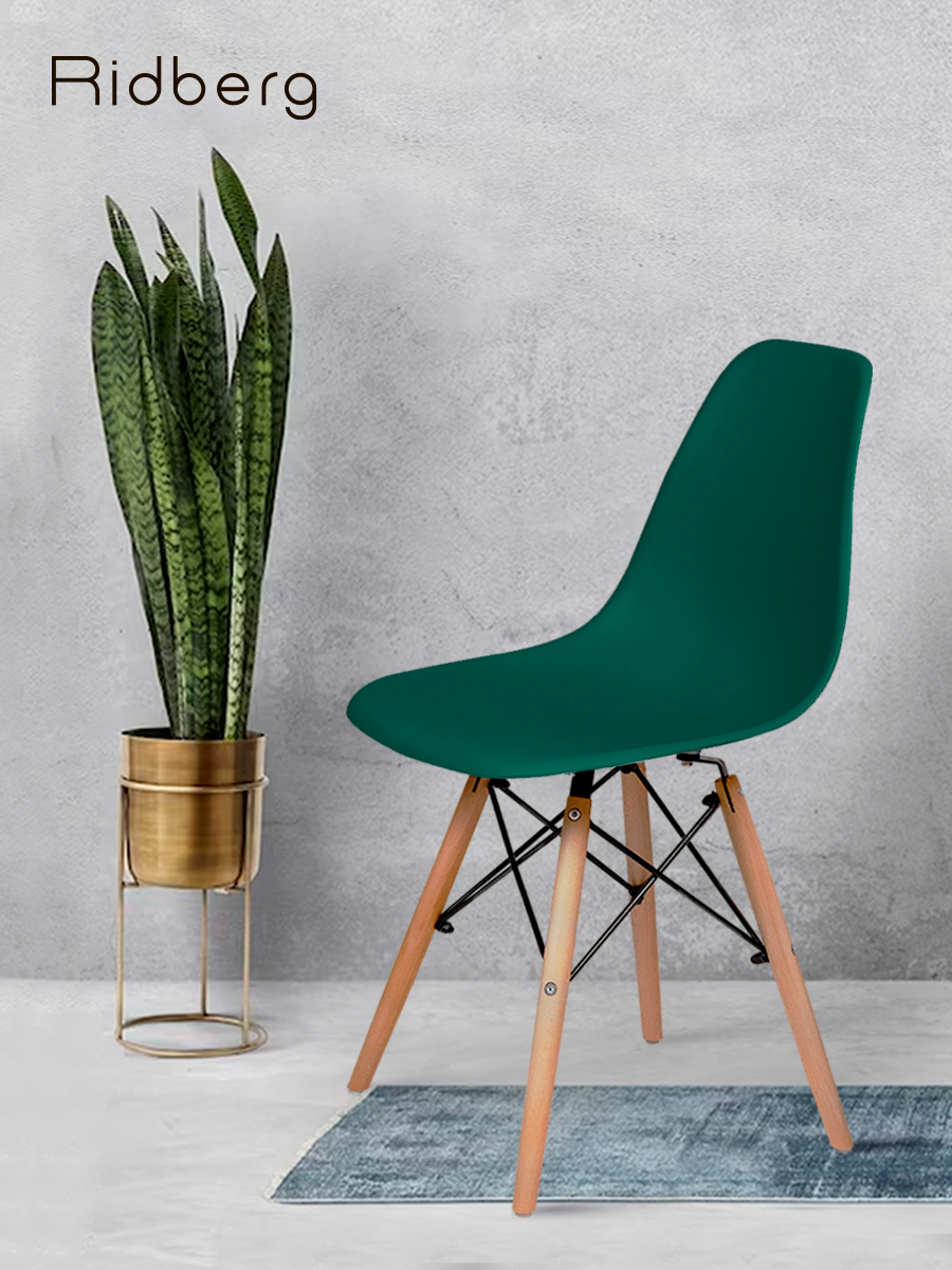 Комплект стульев RIDBERG DSW EAMES (3 шт, темно-зеленый) Комплект стульев для гостиной, столовой — фото 1